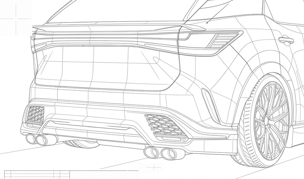 レクサスRX 3DCAD画像リヤ エアロパーツ カスタム